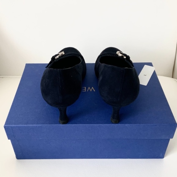 Stuart Weitzman Navy Blue Suede Leather Heel Pumps - Picture 12 of 12